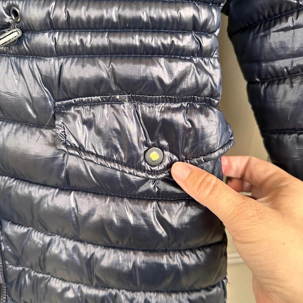 Zara Navy Long Puffer Parka Coat 7 - Picture 2 of 4